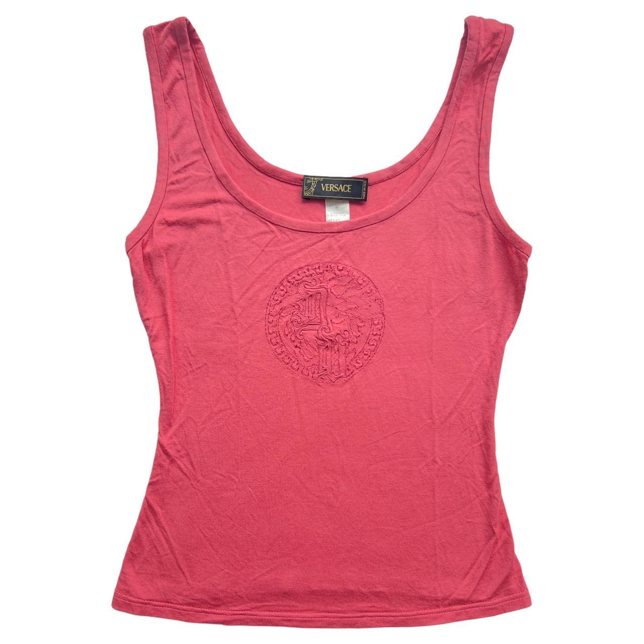 Versace Mainline Pink Tank Top with Medusa Embroidery