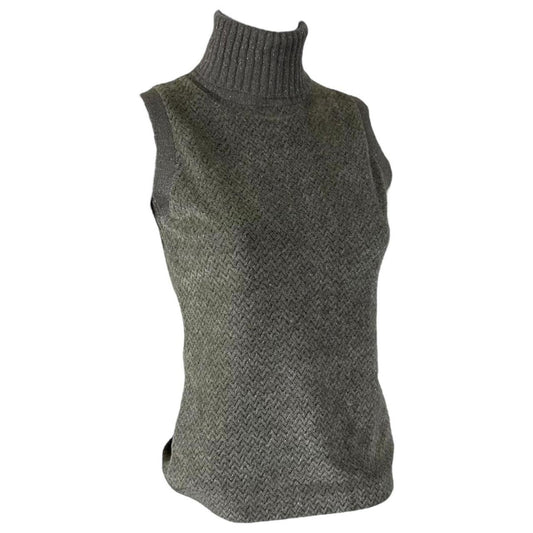 Jean Paul Gaultier Gray Knit Sleeveless Turtleneck Top