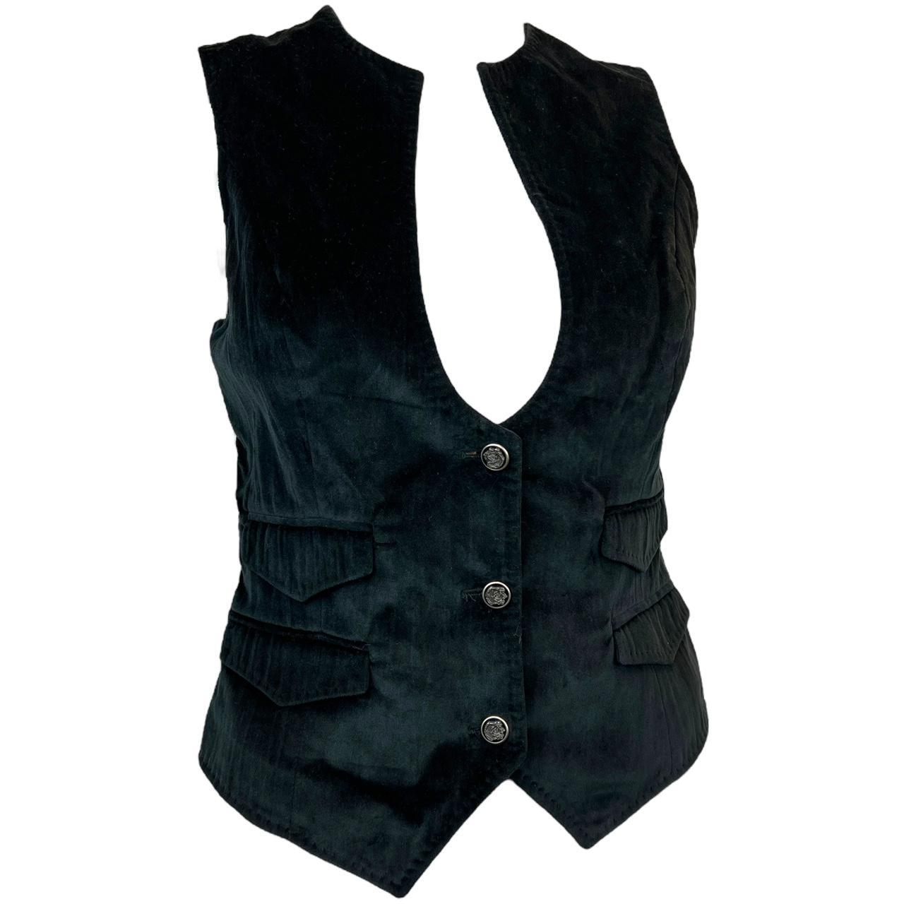 Dolce & Gabbana Black Velvet and White Pinstriped Silk Vest Top - Outfit Repeater