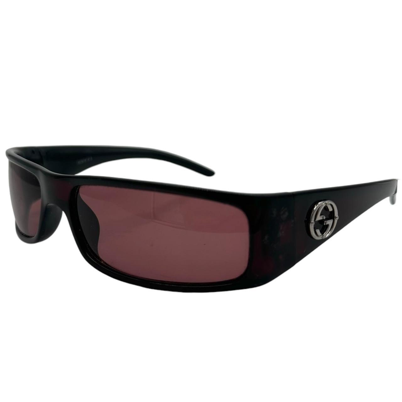 Gucci Burgundy Rectangle Shield Sunglasses - Outfit Repeater