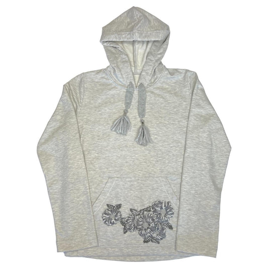 Blumarine Underwear Gray Embroidered Logo Hoodie Sweatshirt