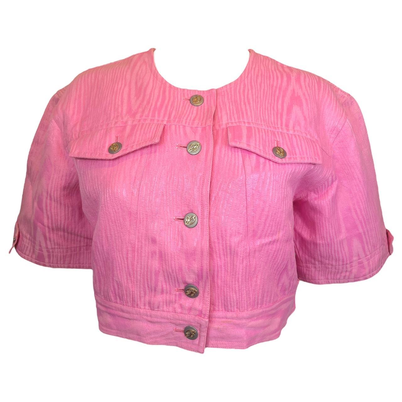 Blumarine Pink Cropped Button Up Top - Outfit Repeater