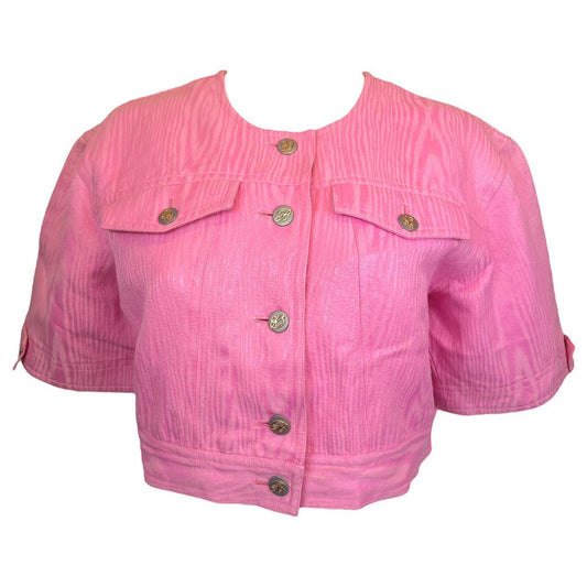 Blumarine Pink Cropped Button Up Top - Outfit Repeater