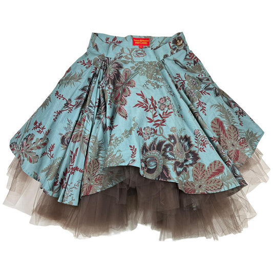 Vivienne Westwood Red Label Blue Floral Print Asymmetrical Tutu Midi Skirt - Outfit Repeater