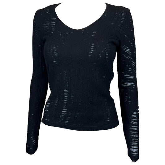 Versus Versace Black 'Distressed' Black Mesh Sweater