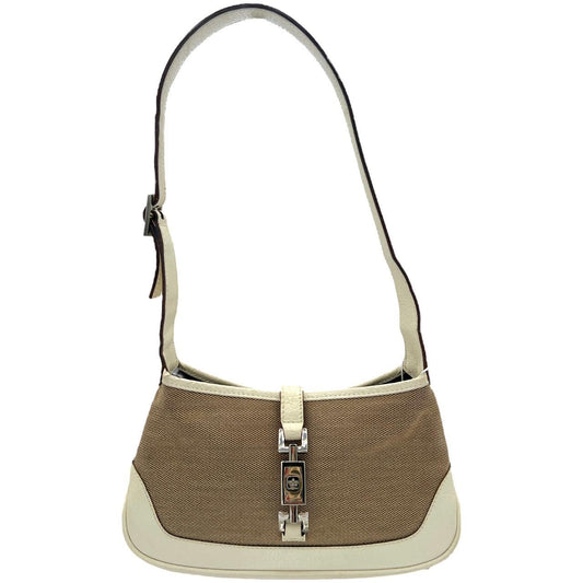 Gucci Mini Jackie Shoulder Bag Tan Canvas Leather