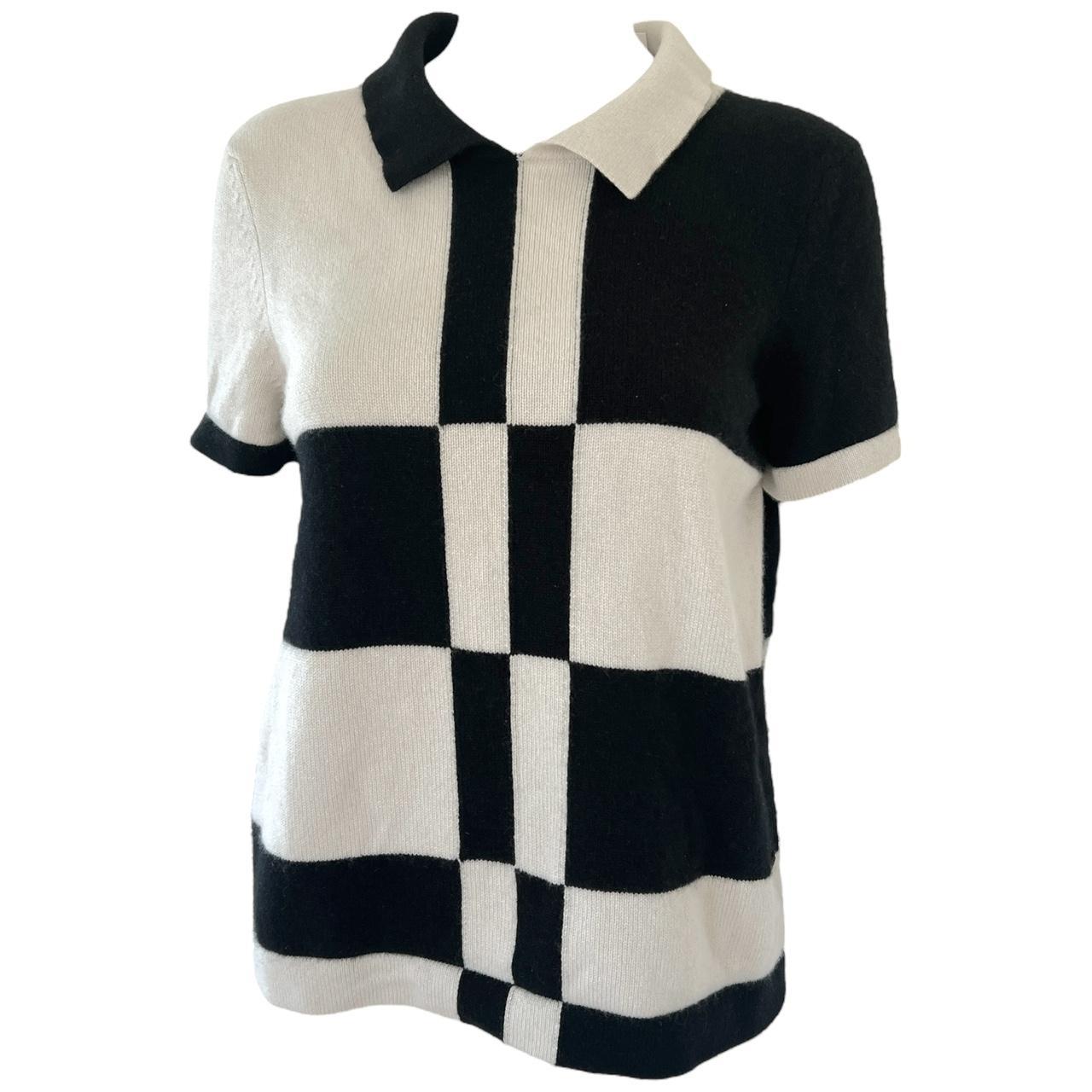 Chanel Black and White Cashmere Knit Polo Top - Outfit Repeater