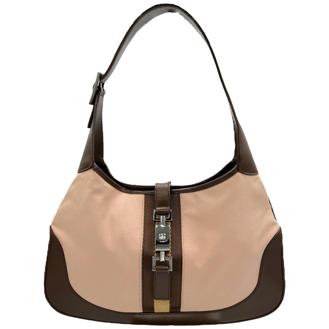 Gucci by Tom Ford Jackie Pink Brown Canvas Leather Bag