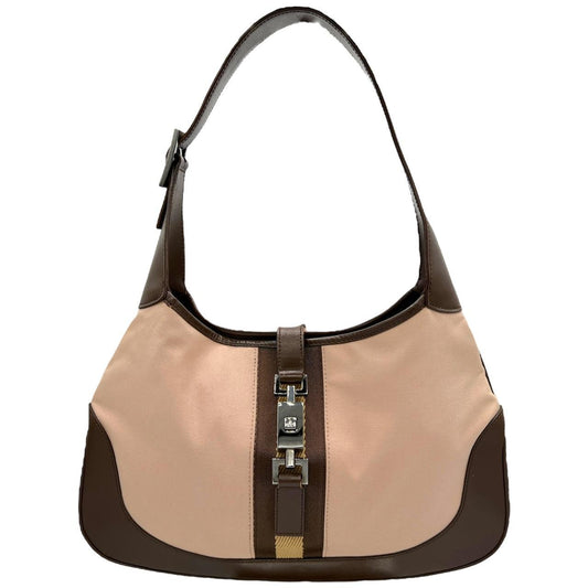 Gucci by Tom Ford Jackie Pink Brown Canvas Leather Bag