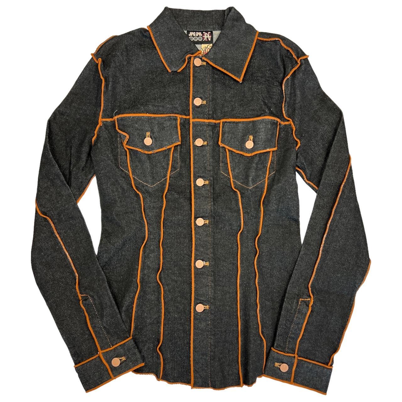 JPG Jeans Jean-Paul Gaultier Denim Shirt Jacket with Orange Contrast Trim - Outfit Repeater