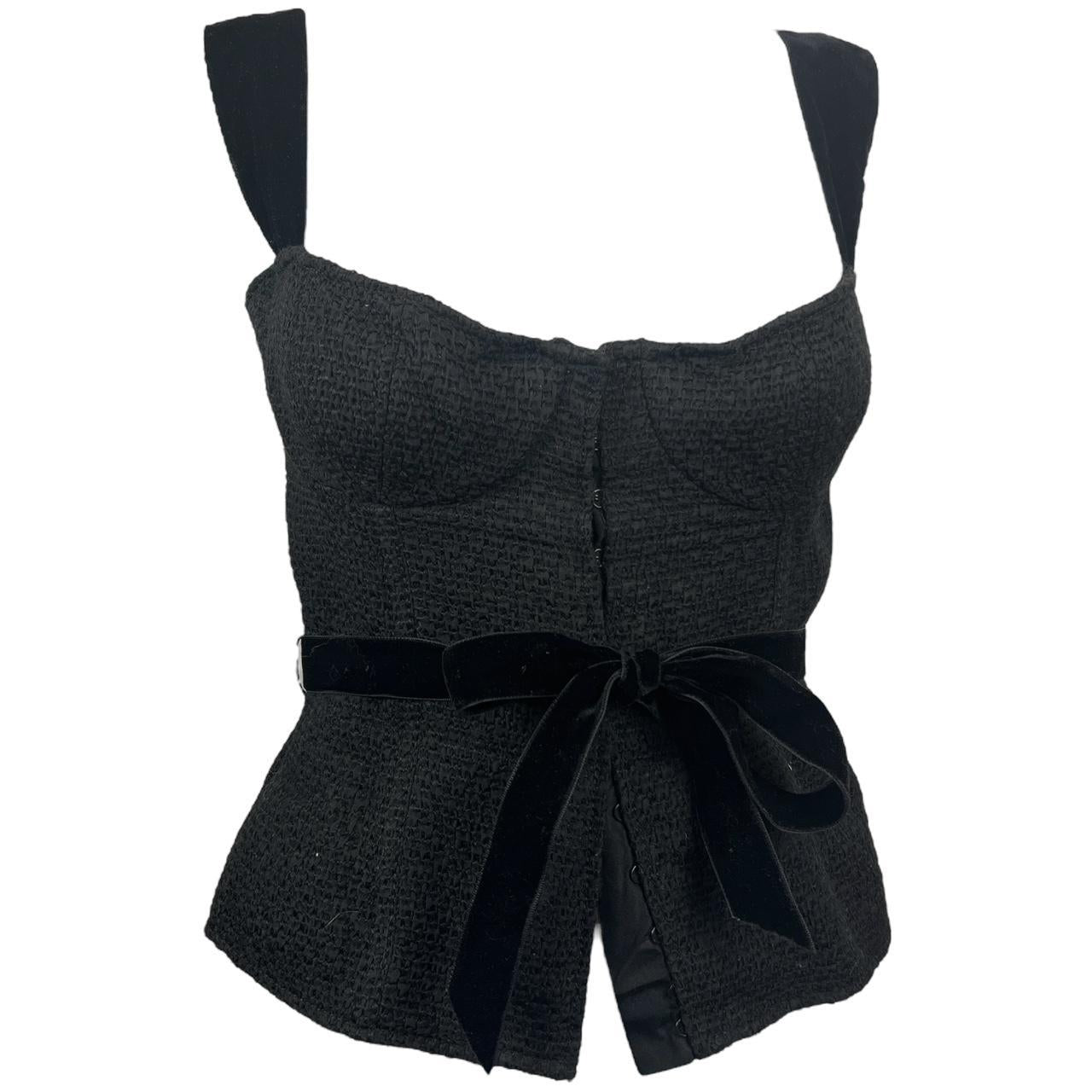 Louis Vuitton Black Velvet Trim Bustier / Corset