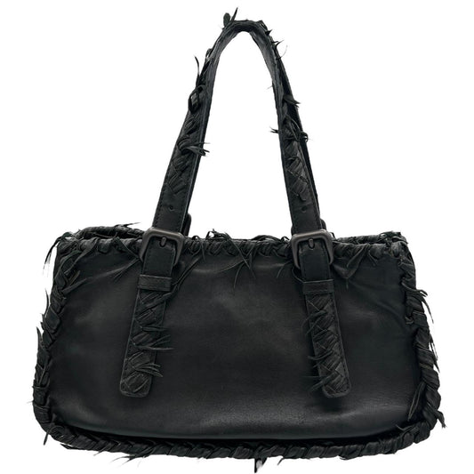 Bottega Veneta Black Woven Leather Shoulder Bag