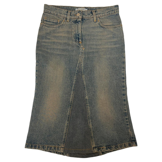 Dolce & Gabbana Faded Denim Midi Skirt