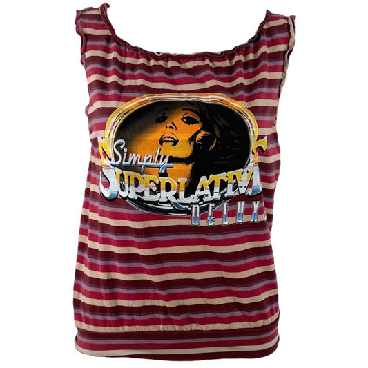 D&G Dolce & Gabbana Simply Superlative Graphic Striped Tank Top