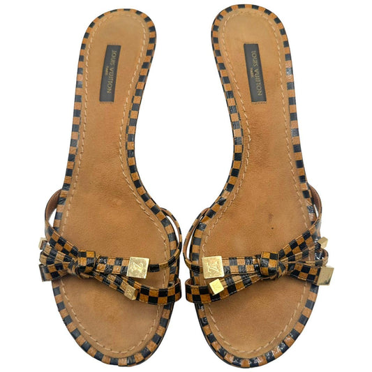 Louis Vuitton Damier Ebene Kitten Heel Sandals