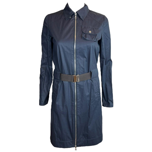 Miu Miu SS 1999 Navy Blue Belted Utility Style Zip Up Midi Dress