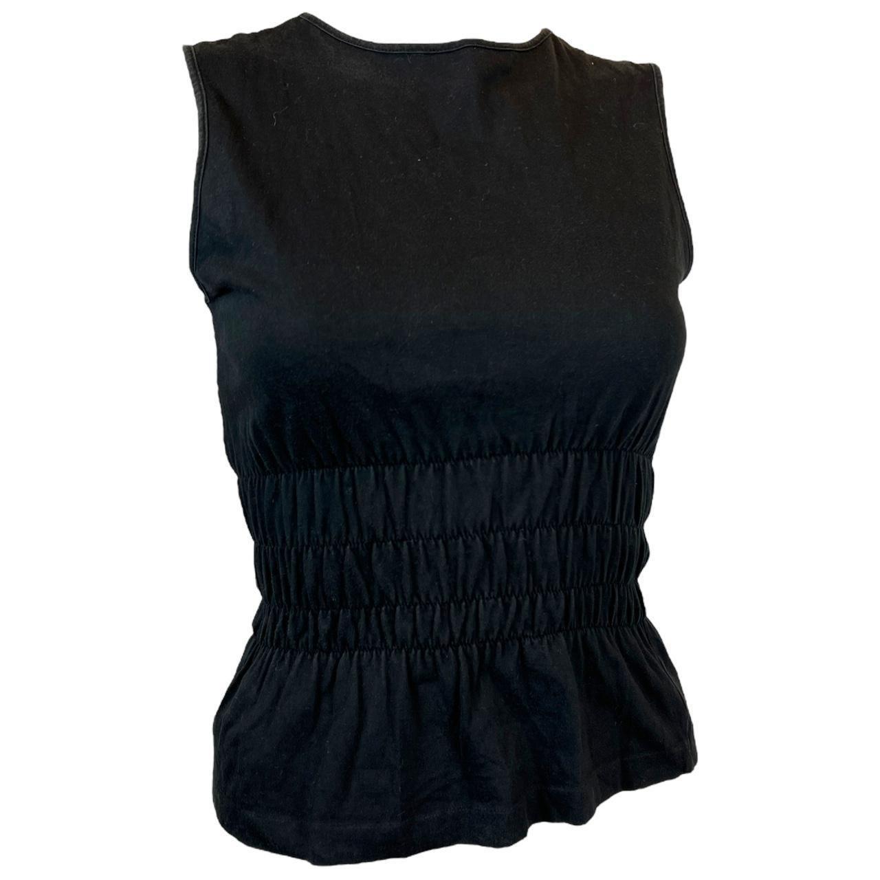 Gucci By Tom Ford S/S 1999 Black Peplum Style Cinched-Waist Tank Top - Outfit Repeater
