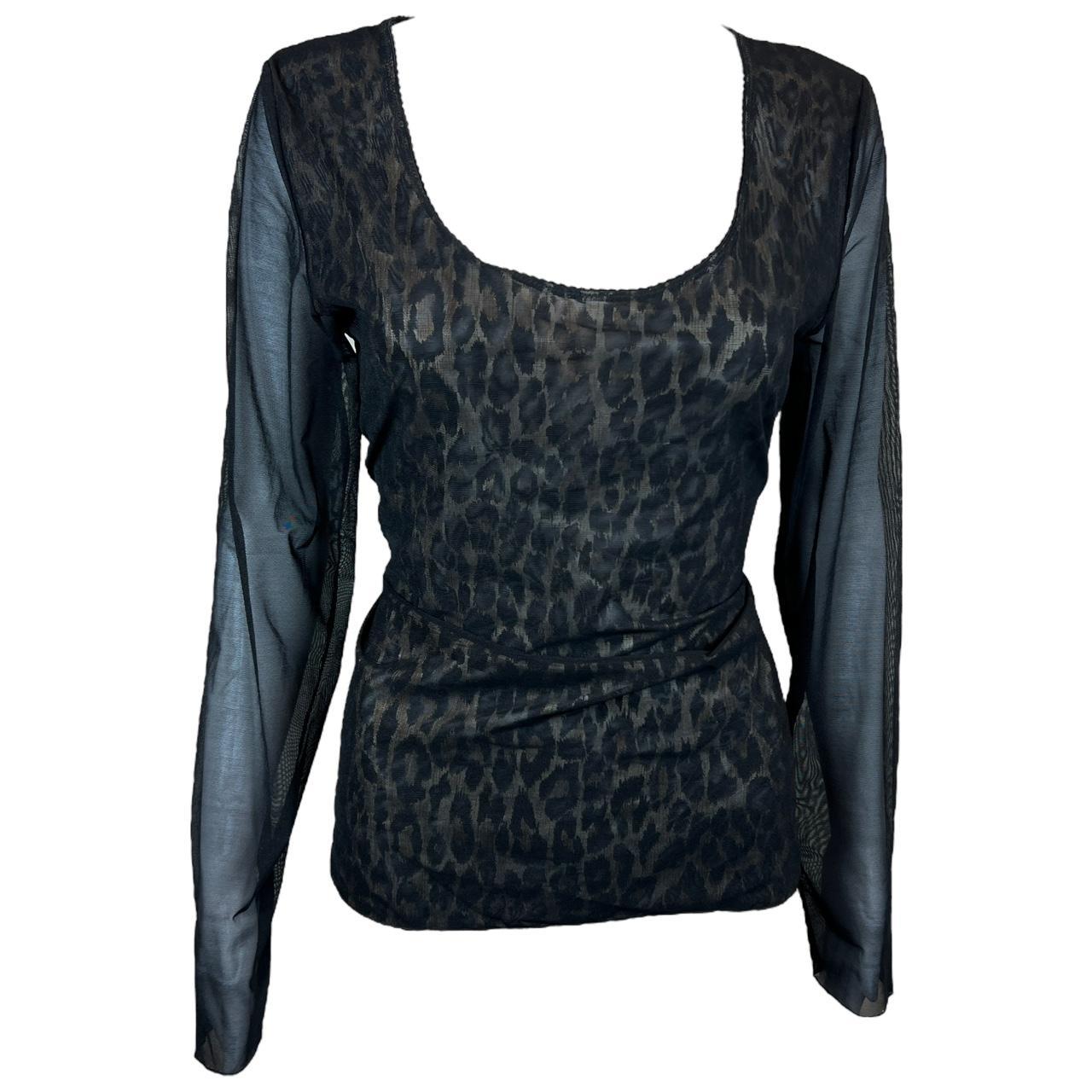 Dolce & Gabbana Underwear Black Mesh and Leopard Long Sleeve Top - Outfit Repeater