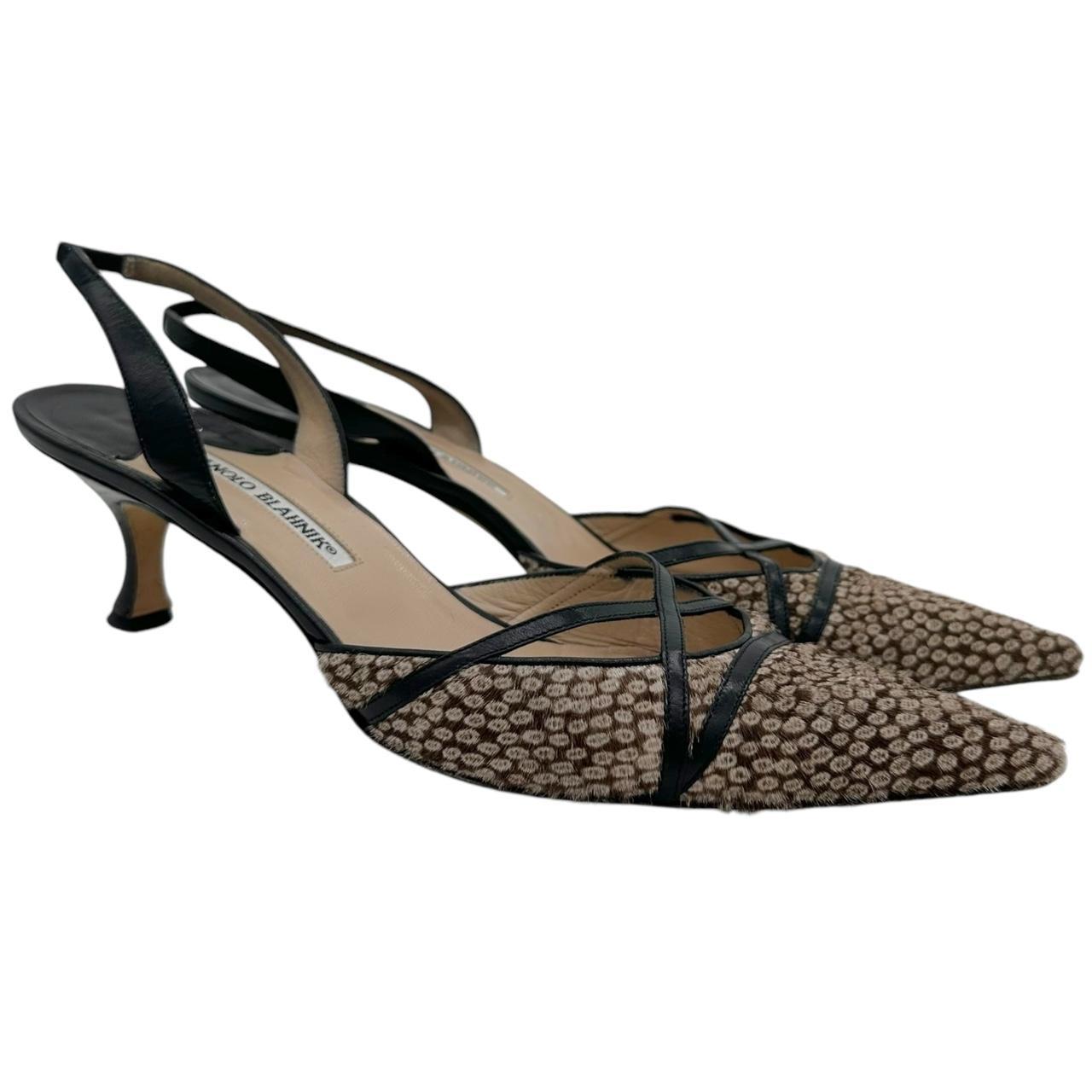 Manolo Blahnik Ponyhair Strappy Slingback Kitten Heels - Outfit Repeater