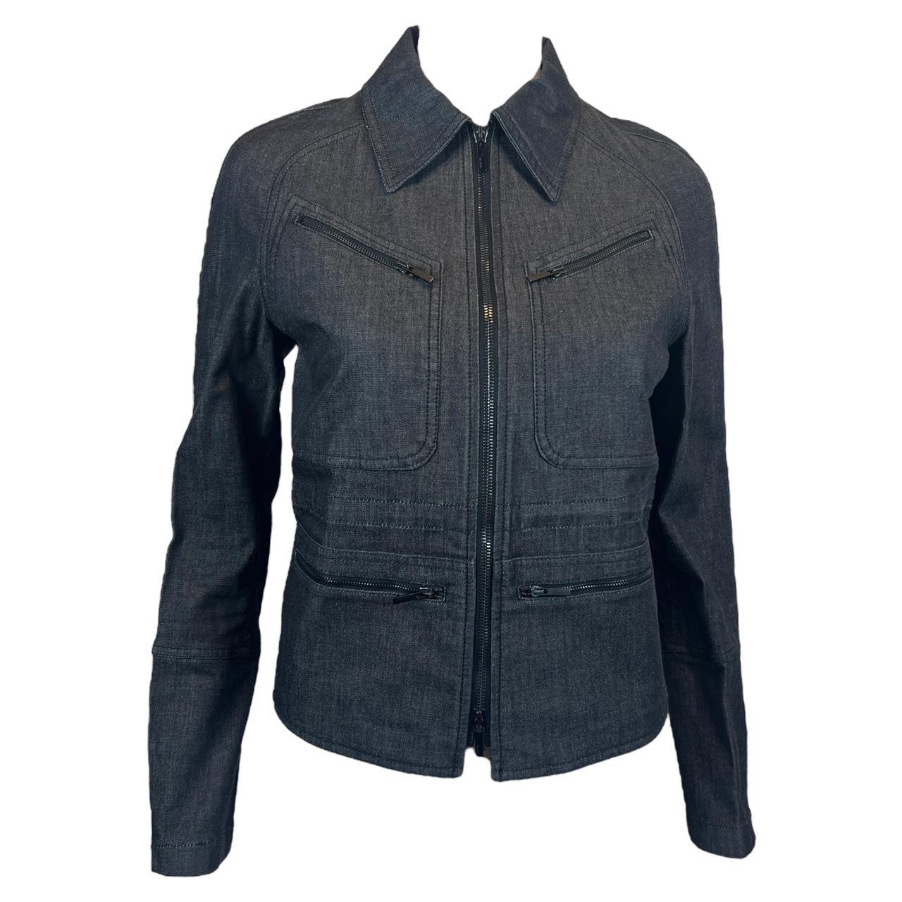 Gucci by Tom Ford F/W 2001 Dark Wash Denim Moto Style Jacket