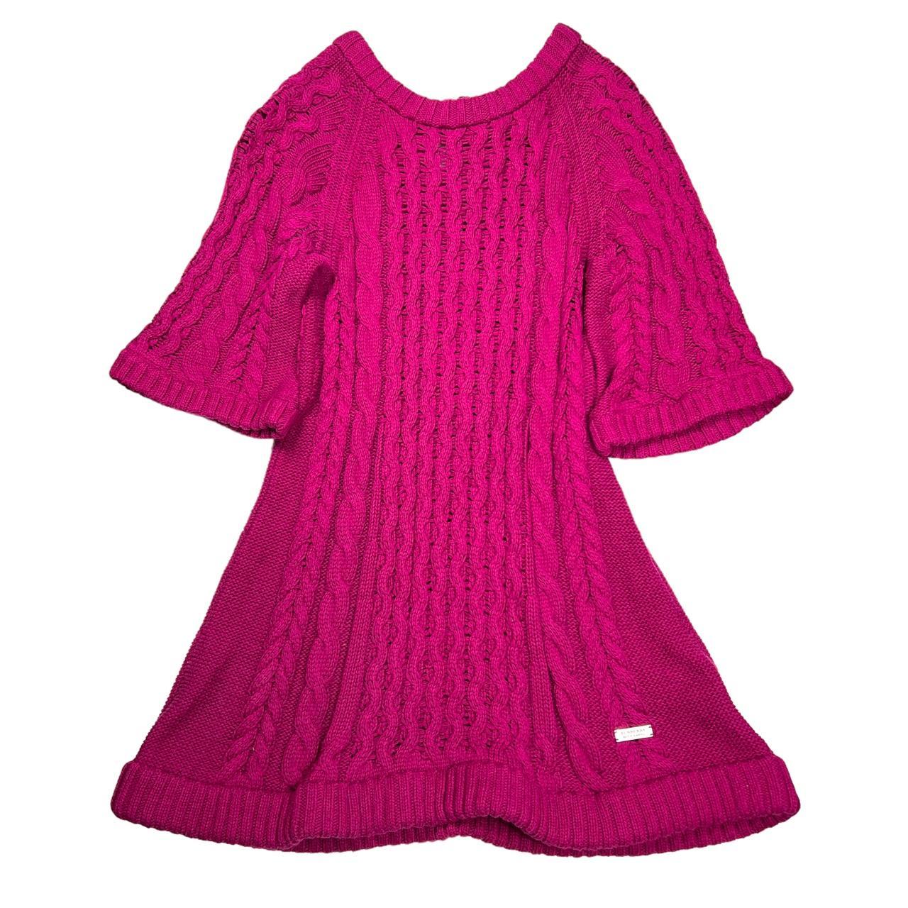 Burberry Blue Label Hot Pink Cable Knit Mini Sweater Dress with Keyhole Cut Out - Outfit Repeater