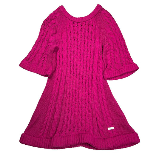 Burberry Blue Label Hot Pink Cable Knit Mini Sweater Dress with Keyhole Cut Out - Outfit Repeater