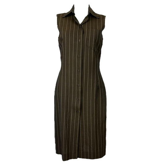 Christian Dior Brown Pinstripe Midi Dress