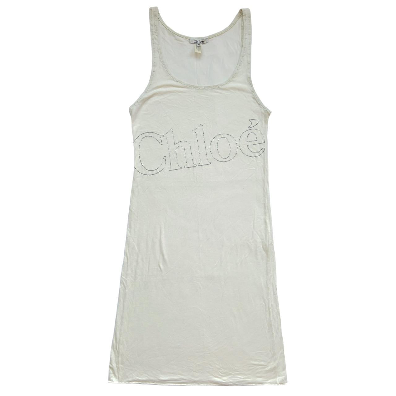 Chloé by Stella McCartney White and Silver Spell-Out Logo Tank Dress - Outfit Repeater