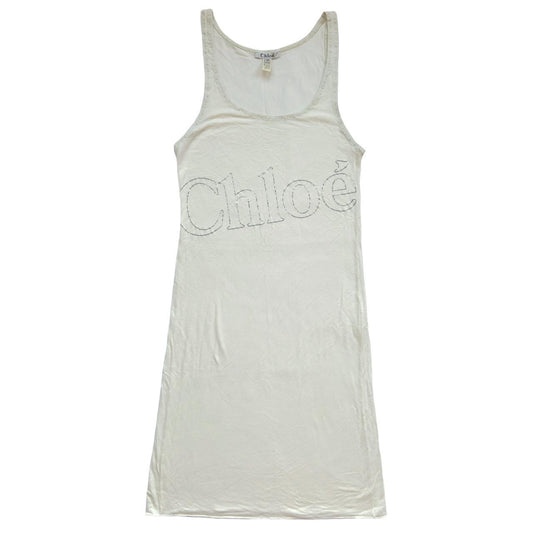 Chloé by Stella McCartney White and Silver Spell-Out Logo Tank Dress - Outfit Repeater