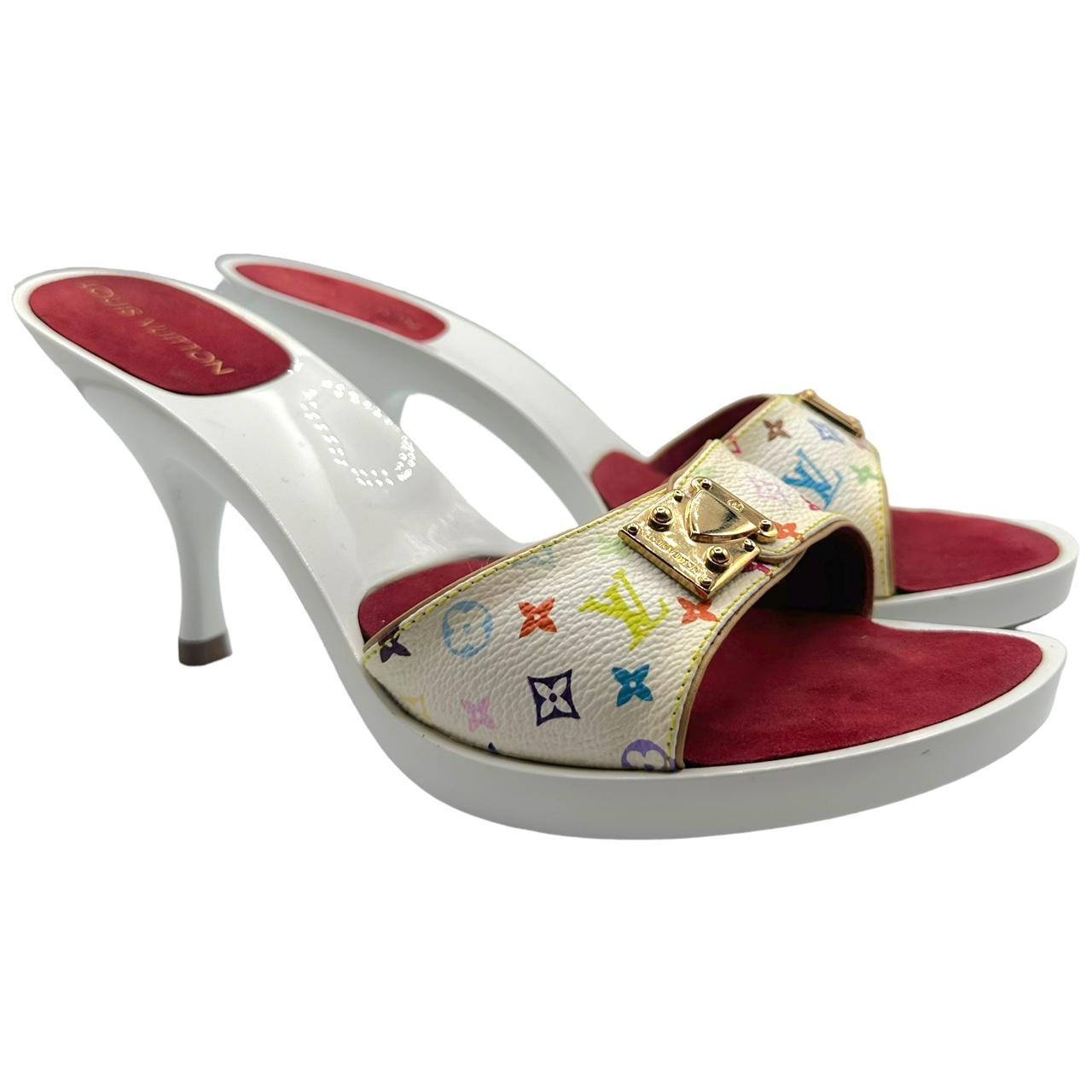 Louis Vuitton Heeled Sandals White Multicolor Monogram