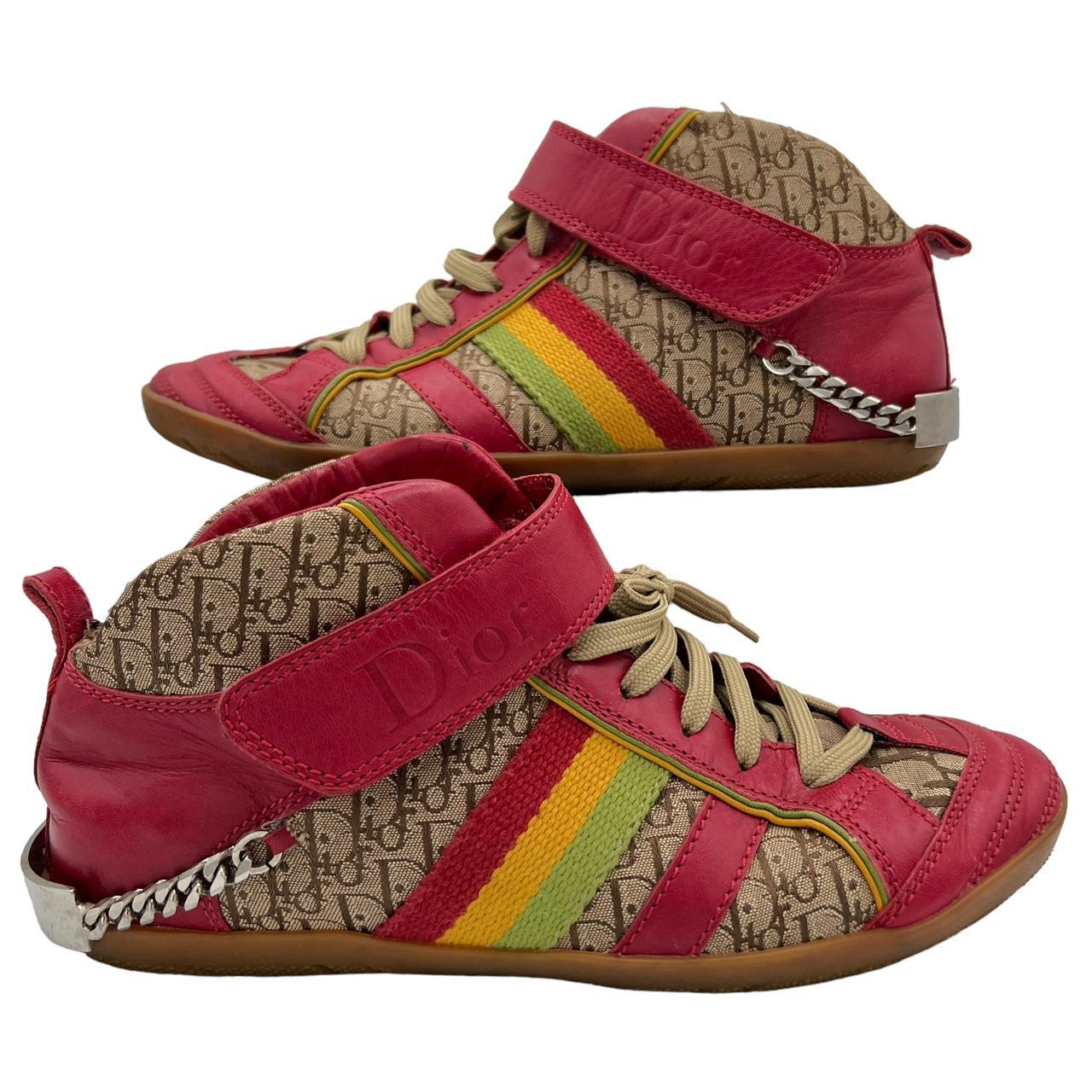 Christian Dior by John Galliano 2004 Rasta Trotter Monogram Mid Top Sneakers