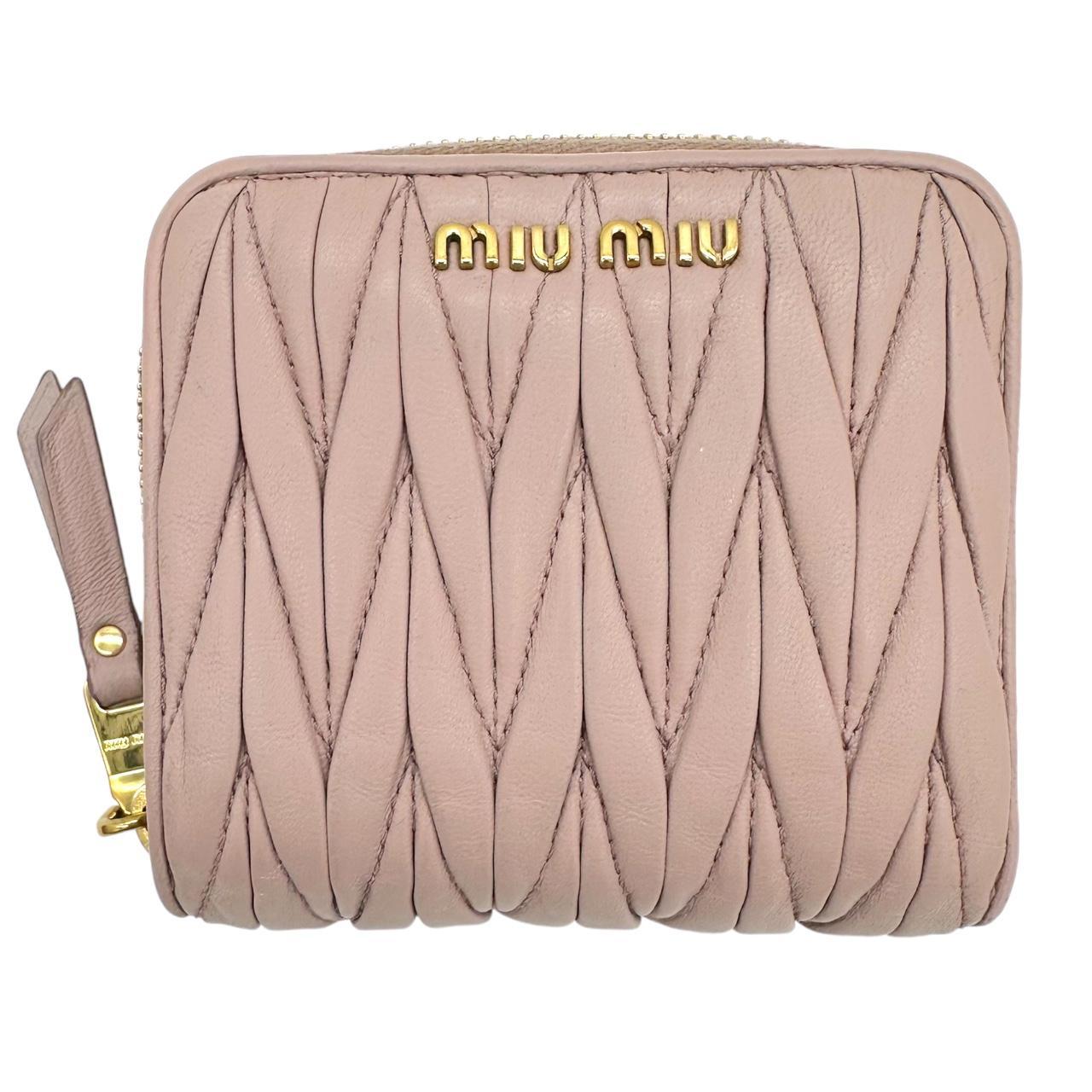 Miu Miu Pink Quilted Bi-Fold Wallet