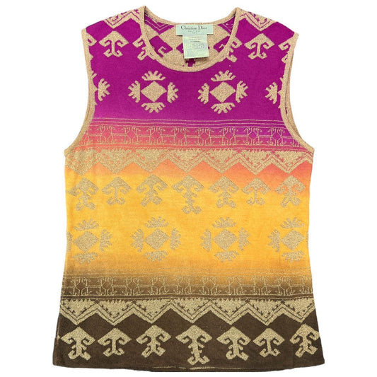 Christian Dior by John Galliano F/W 2002 Tribal Print Knit Tank