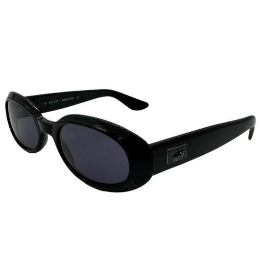 Gucci Black Oval Sunglasses with Dark Tinted Lenses
