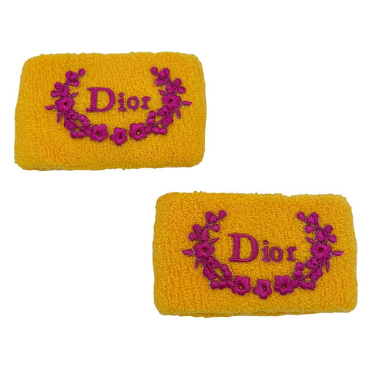 Christian Dior by John Galliano Autumn 2004 Pink and Orange Crest Logo Arm Band / Sweat Band - Outfit Repeater