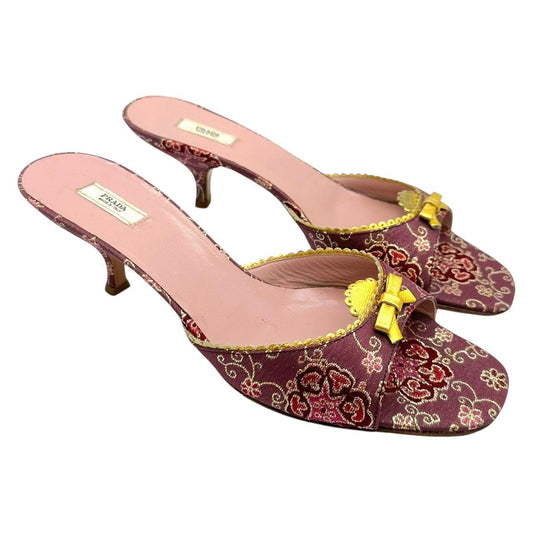Prada Pink Brocade Princess Kitten Heels - Outfit Repeater