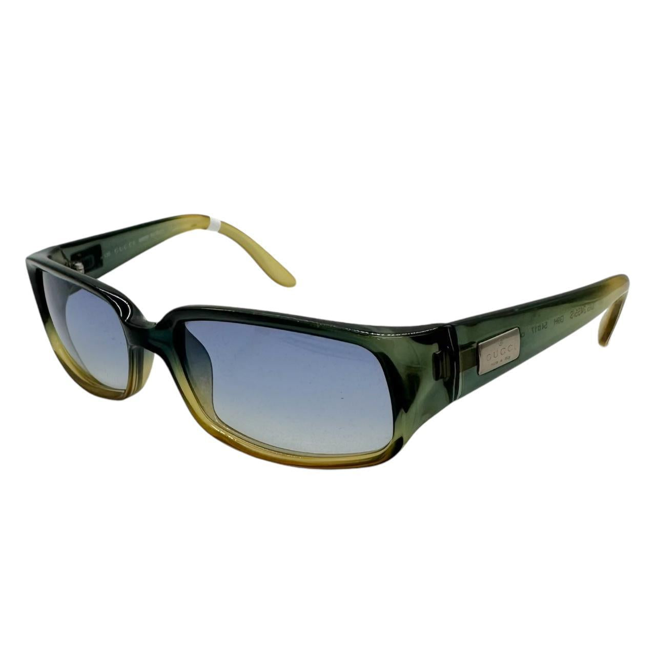 Gucci Blue & Green Gradient Rectangle Sunglasses