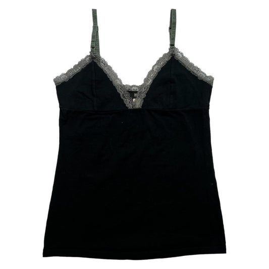 DIESEL Black and Gray Lace Trim Cami with Logo Straps - Outfit Repeater