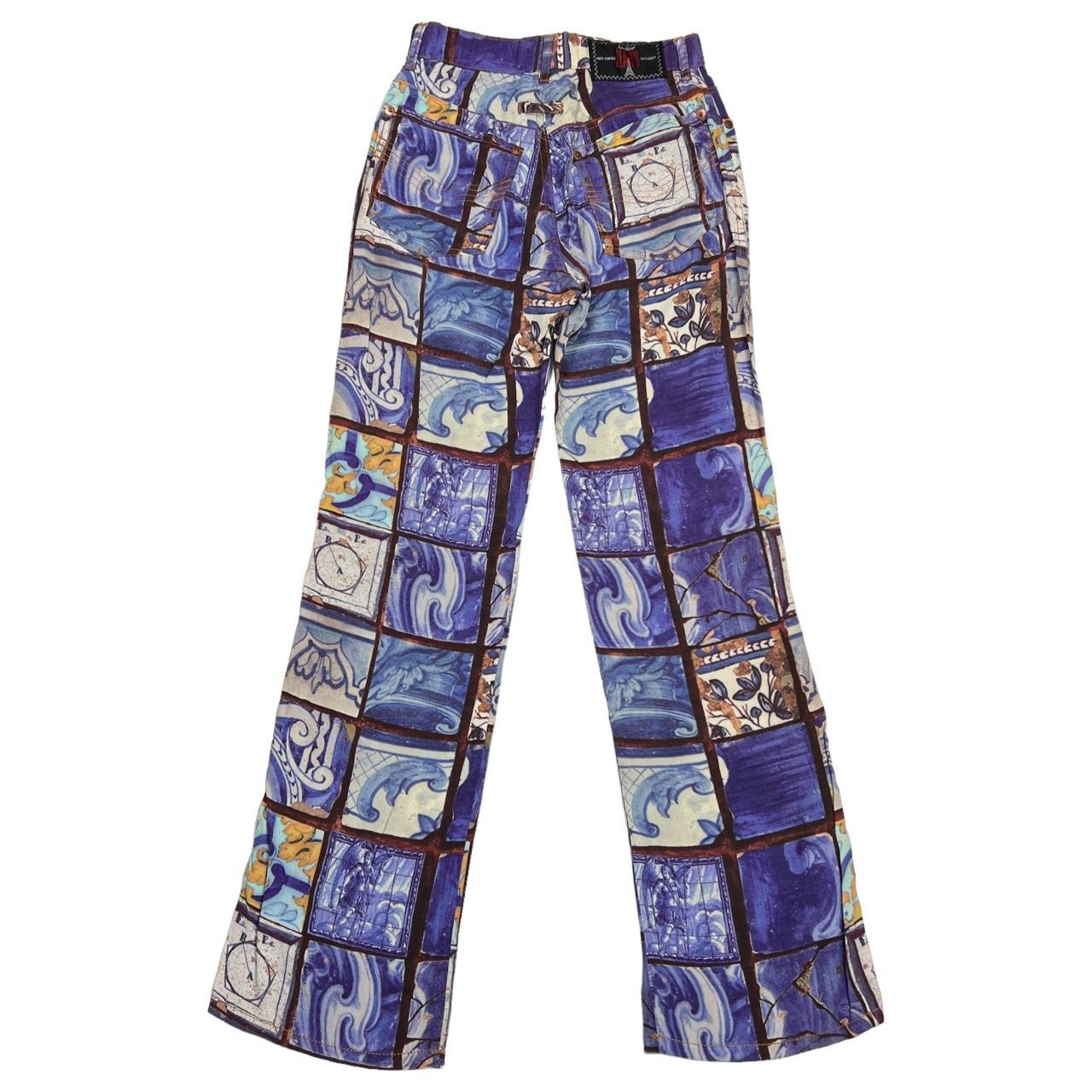 JPG Gaultier Jeans by Jean-Paul Gaultier Purple Spanish Tile Inspired Printed Pants