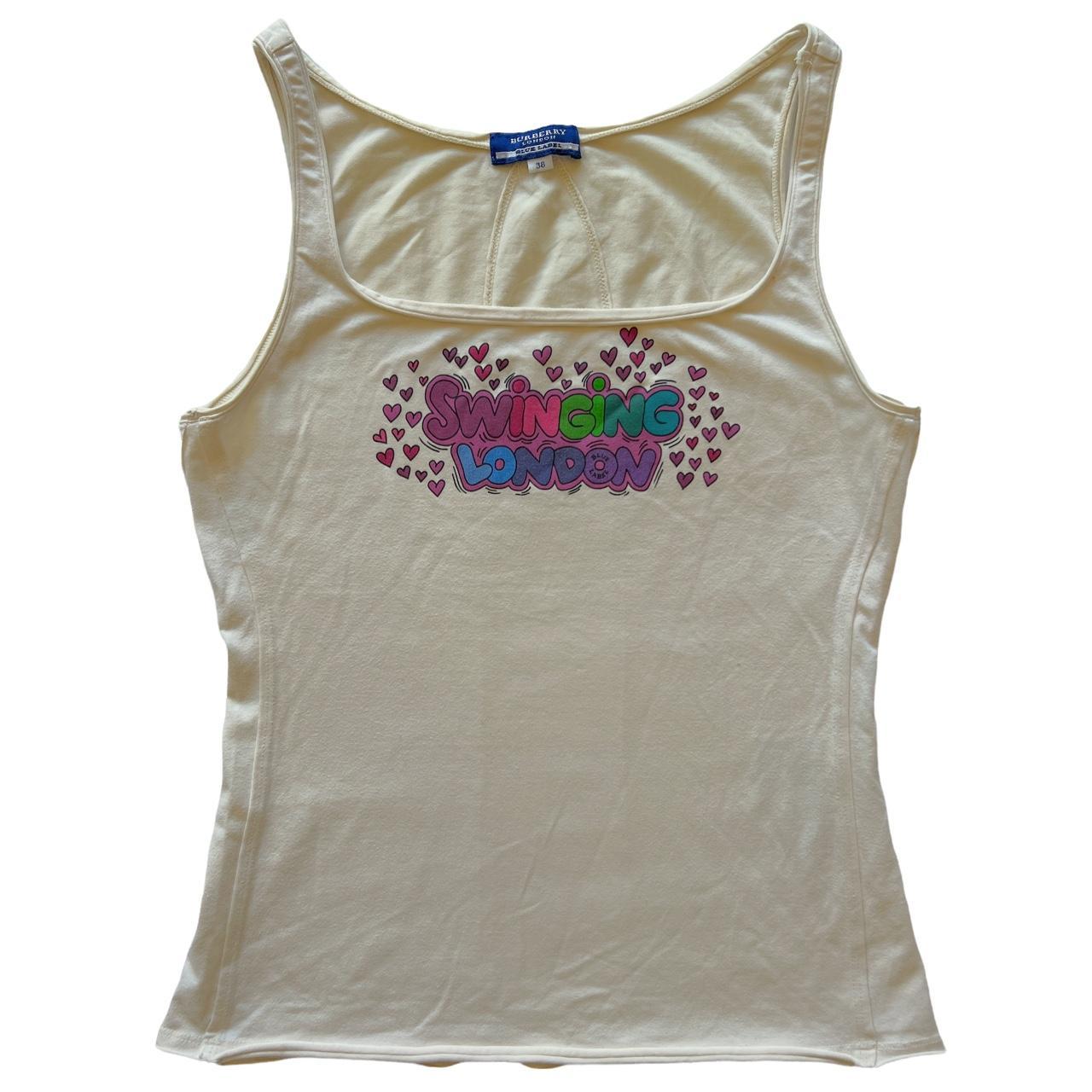 Burberry Blue Label 'Swinging London' Cream Colored Graphic Tank Top - Outfit Repeater