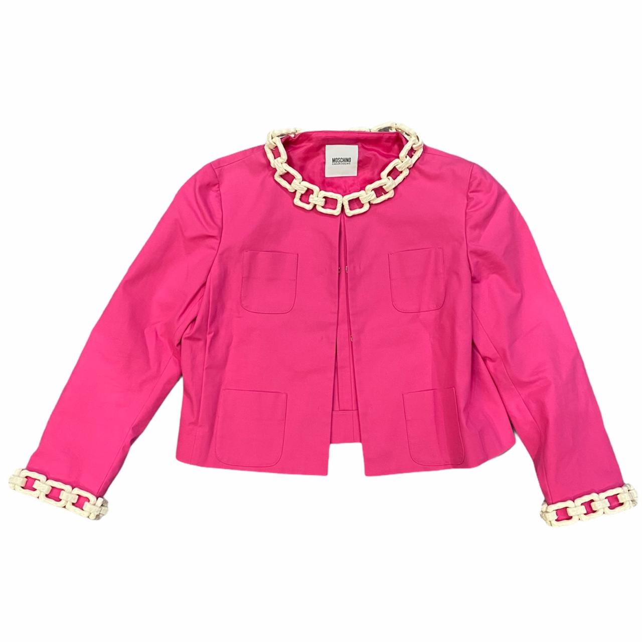 Moschino Cheap and Chic Line White Chain Detail Cropped Blazer Jacket - Outfit Repeater