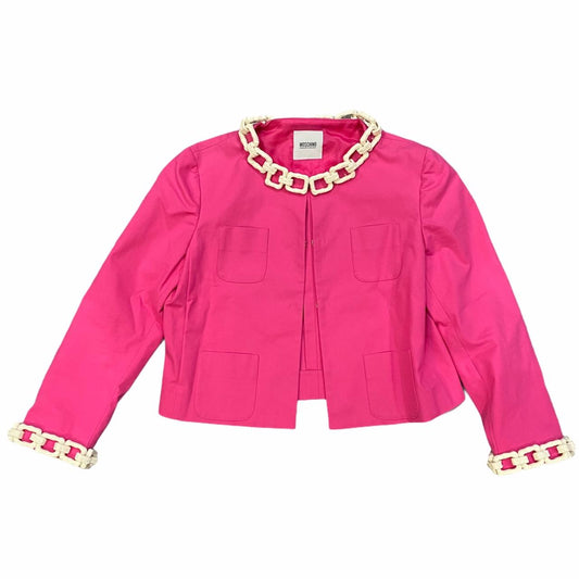 Moschino Cheap and Chic Line White Chain Detail Cropped Blazer Jacket - Outfit Repeater