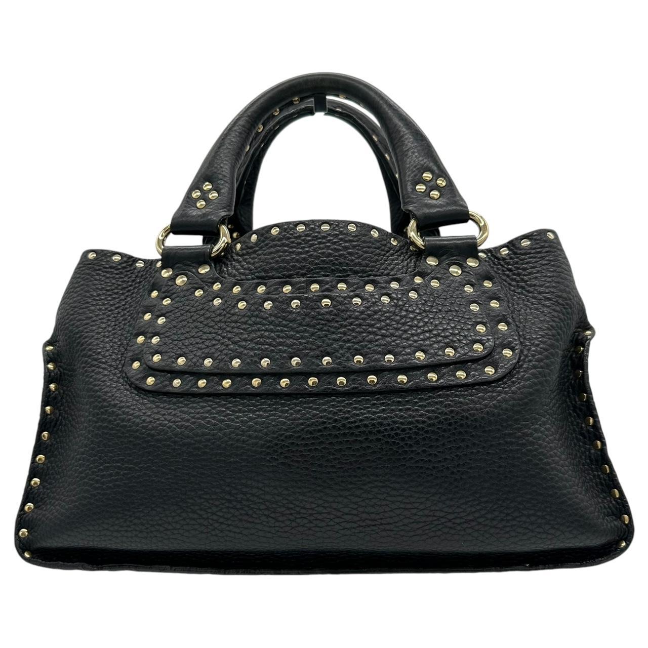 Celine Black Leather Studded Boogie Bag