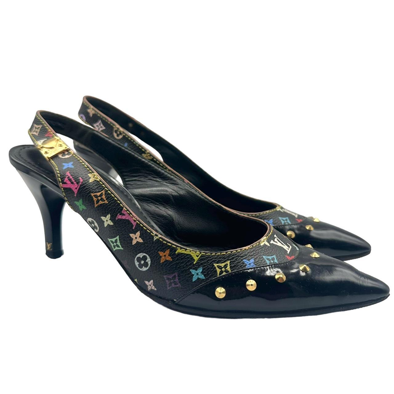 Louis Vuitton Pointed Toe Heels Black Multicolor Monogram