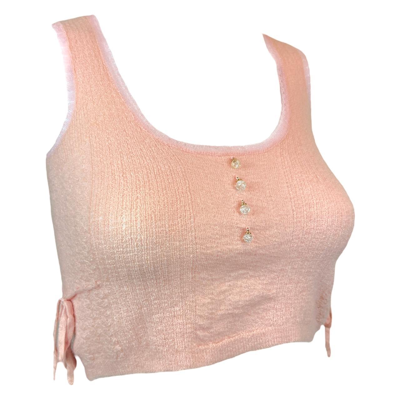 Louis Vuitton Pink Cropped Pointelle Cashmere Tank