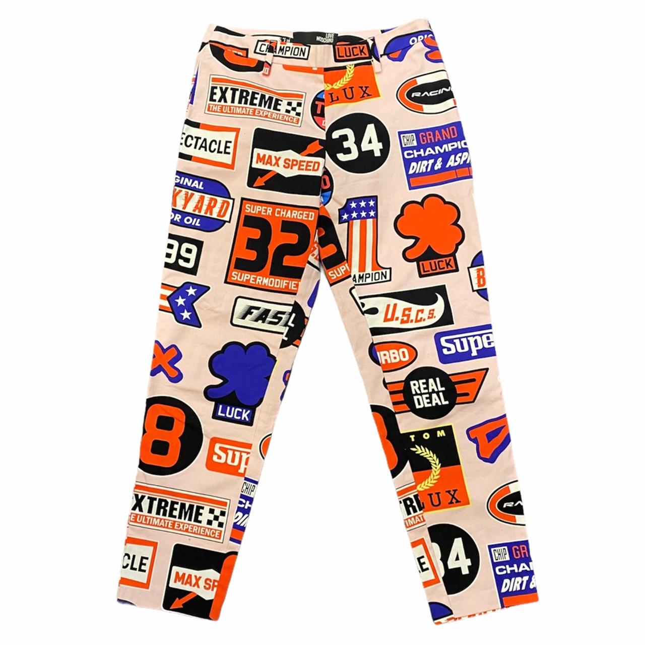 Love Moschino Logo Patch All Over Print Straight Leg Pants - Outfit Repeater