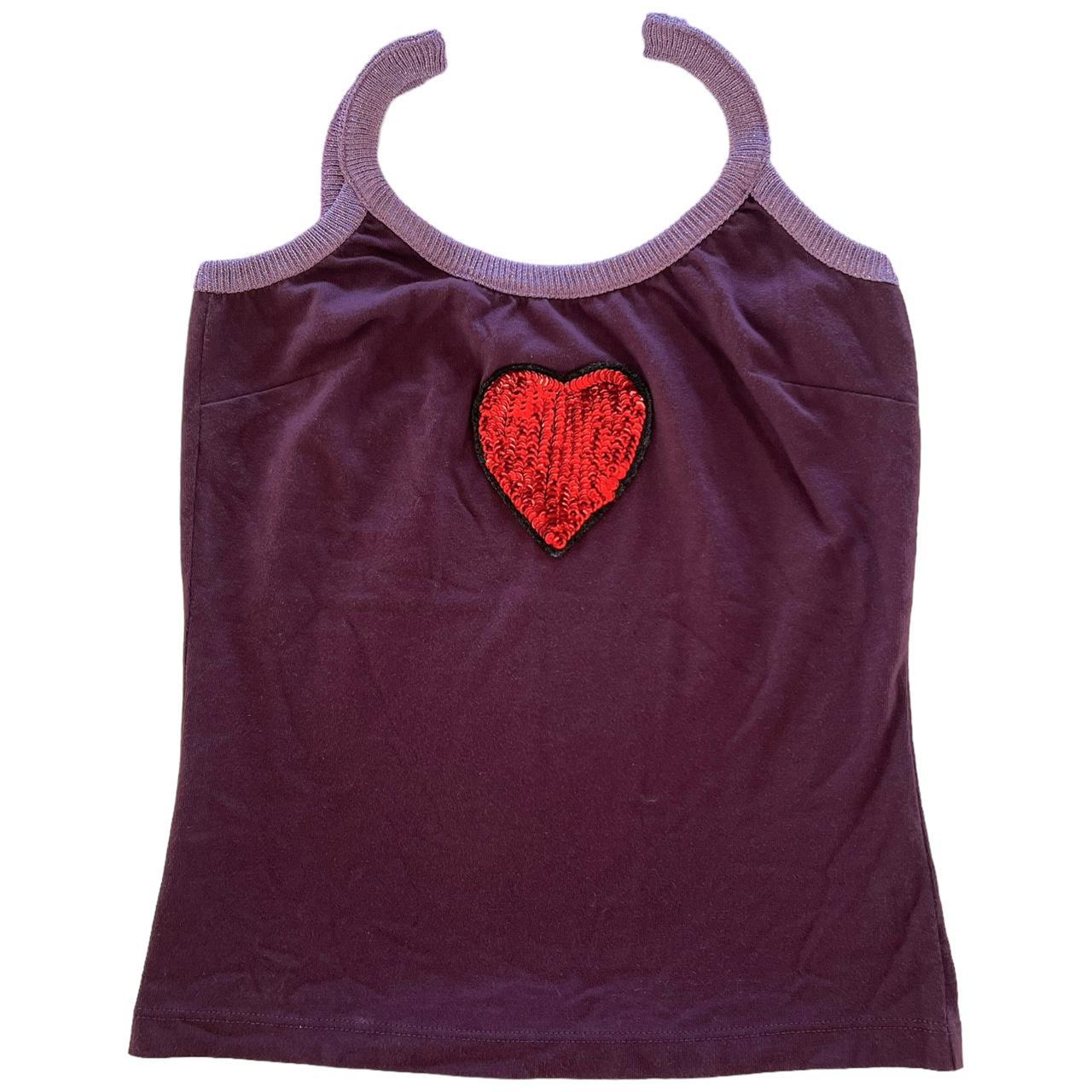 Dolce & Gabbana Purple Tank Top with Red Sequin Heart - Outfit Repeater