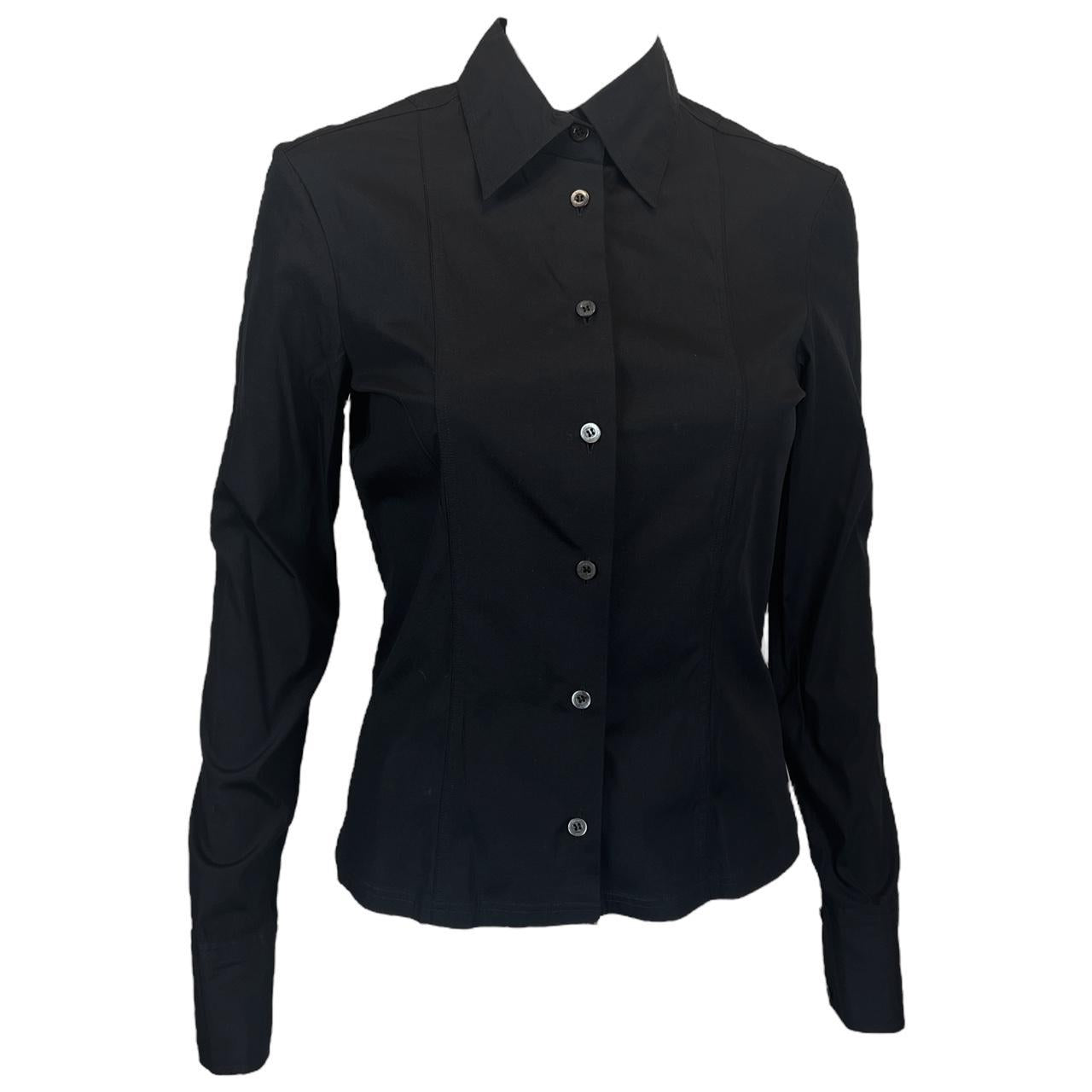 Gucci By Tom Ford 1999 Black Silk Blend Button Up Blouse - Outfit Repeater