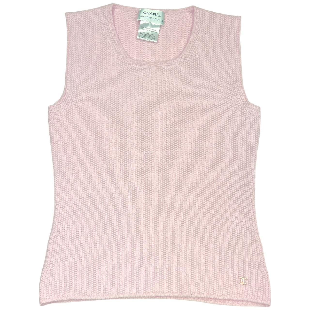 Chanel Autumn 2000 Baby Pink Cashmere Knit Tank / Vest Top - Outfit Repeater
