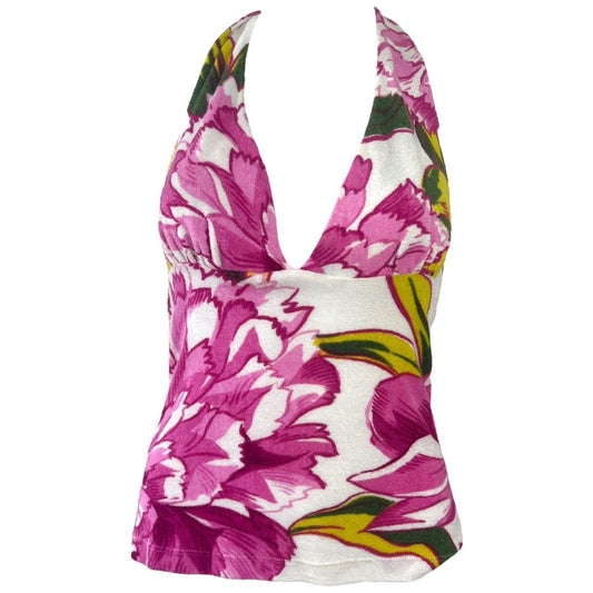 D&G Dolce & Gabbana Floral Print Terry Cloth Halter Top